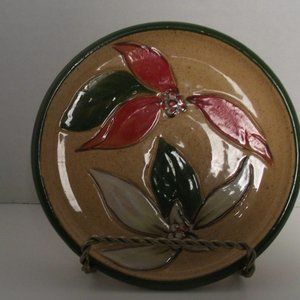 Small Frazerery Ceramic Art Plate Poinsette's 2009 Signed on Bottom